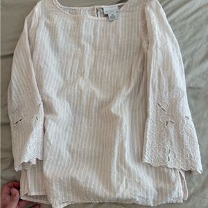 Liz Claiborne Cream Striped Lace Blouse